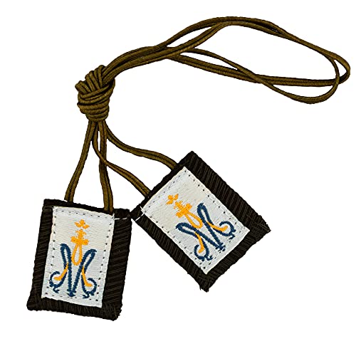 Children's Brown Scapular with Blue and Gold Marian Emblem