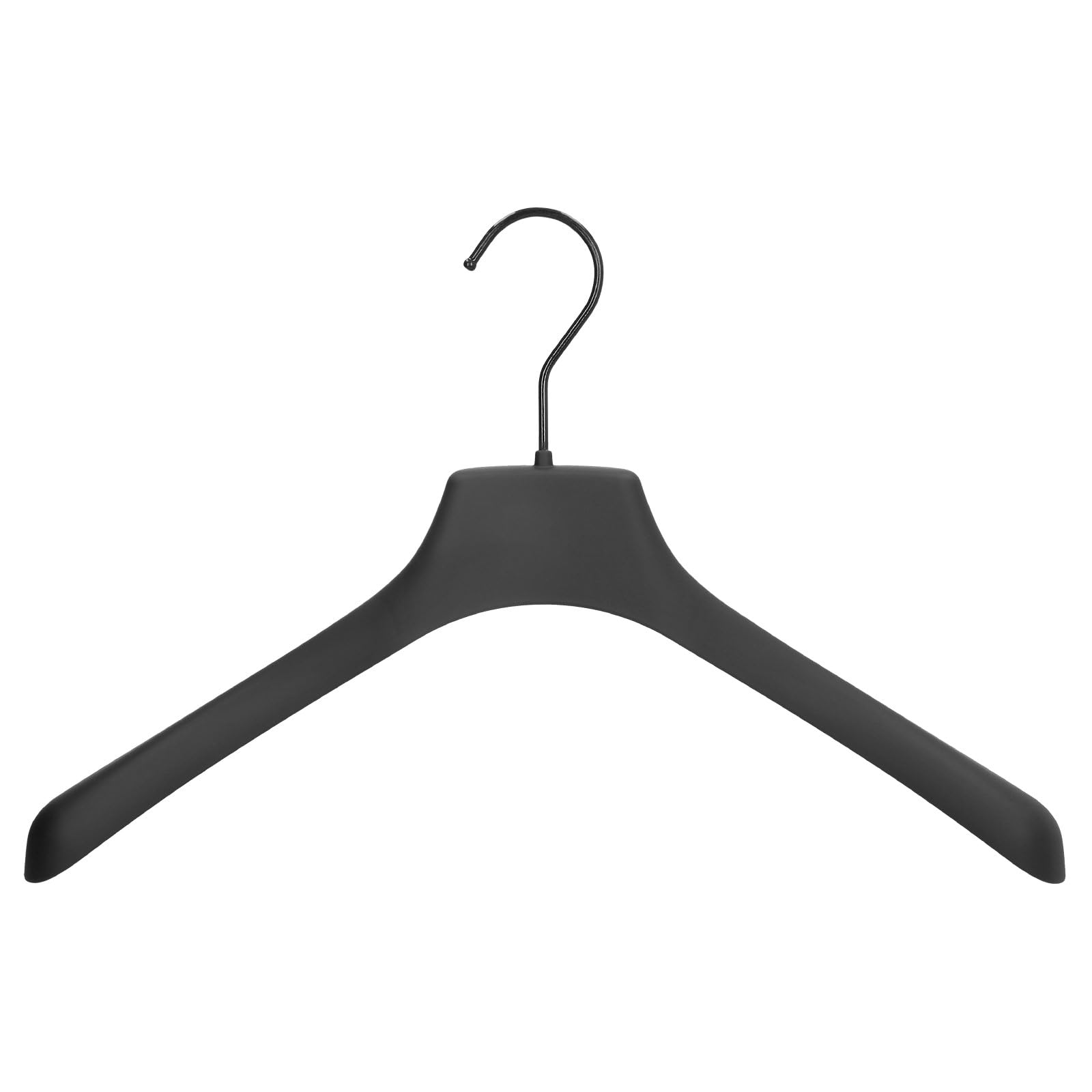 Mainetti Grucce Gommate per Cappotti, Felpe, Giacche, Abiti Pesanti, Appendini in Plastica, Stampelle Robuste e Antiscivolo, Made in Italy, Set di 10 Pezzi (Nero con Gancio Nero, 45cm)