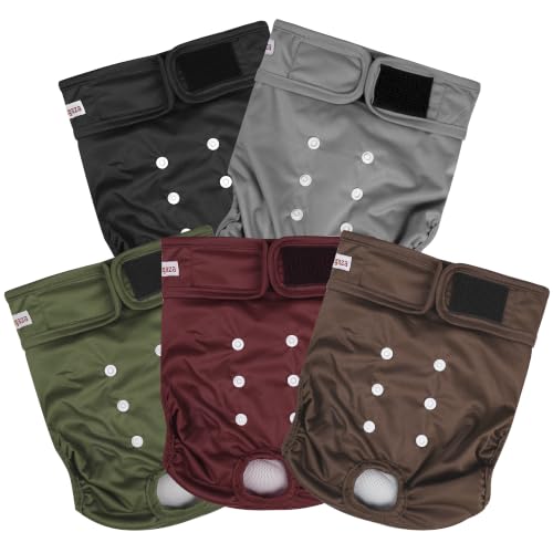 Image of Washable Reusable Female Dog Diapers(5 Pack) Small Medium Large Doggie Puppy & Doggy Dog Diaper, Period Panties in Heat Small Gray-Brown