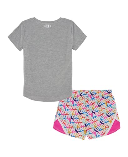 Image of Under Armour Girl's 2-piece Short Sleeve Tee and Shorts Set, Lightweight and Comfortable