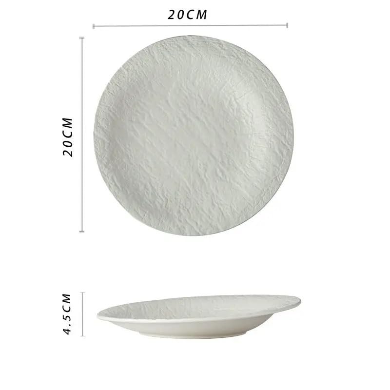 Platos de Camping platear de Cena cerámica craquelada Moderna Postre Carne esmerilada Cubiertos Hotel Platos Cocina Utensilios Porcelana fría Plato Decorativo(8 Inch)