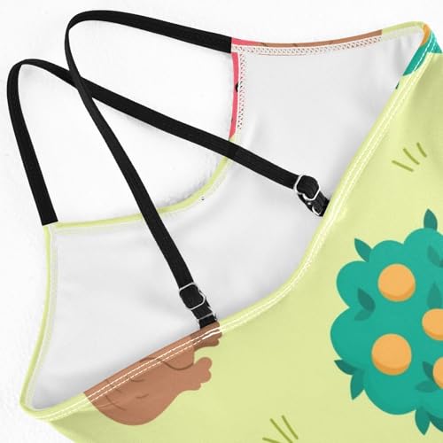 Girls One Piece Swimsuits Capybara with Tangerine Tree Pattern Sport Halter Swimwear Beach Bathing Suit, 5-6T4