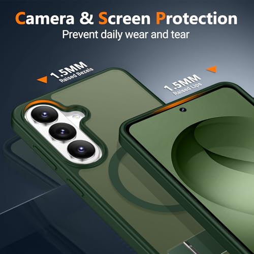 Image of SPIDERCASE Magnetic for Samsung Galaxy S26 Plus Case, with [3 Stand Ways][ Military Grade Drop Protection] with Invisible Stand Shockproof Slim Case for Samsung Galaxy S26 Plus 6.7 inch, Green