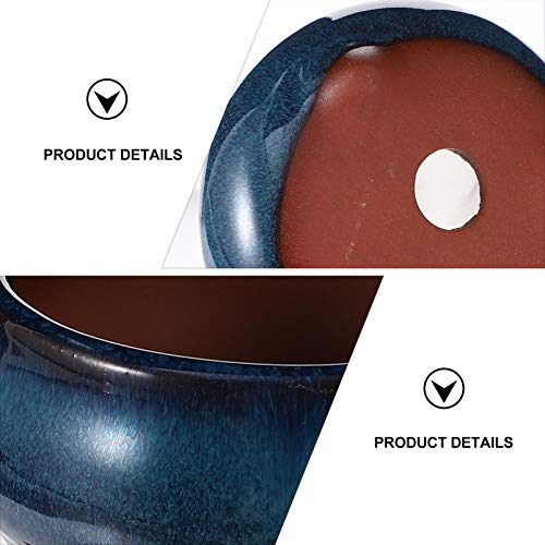 Yardwe Outdoor Planters 2pcs Ceramic Glazed Succulent Planter Chinese Bonsai Plant Pots Bonsai Pots Windowsill Decoration Pots Indoor - Image 4
