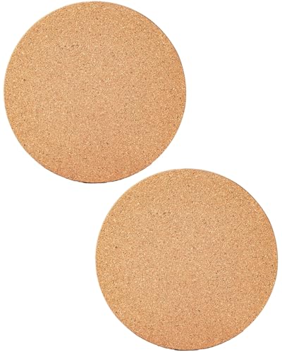 QLEUIFT 2 presine, Adatte per pentole da Cucina in Ferro, pentole con Rivestimento Antiaderente, sottobicchieri in Sughero - Spessore sottobicchiere 1 cm - Ø19 cm, puramente Naturale