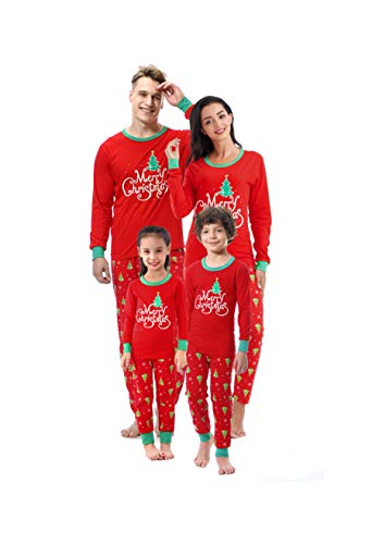 Benaive Matching Family Christmas Pajamas Set Boys Girls Holiday Pjs for Women Men Sleepwear (Red/Green,GreenTree, Kid-4T)