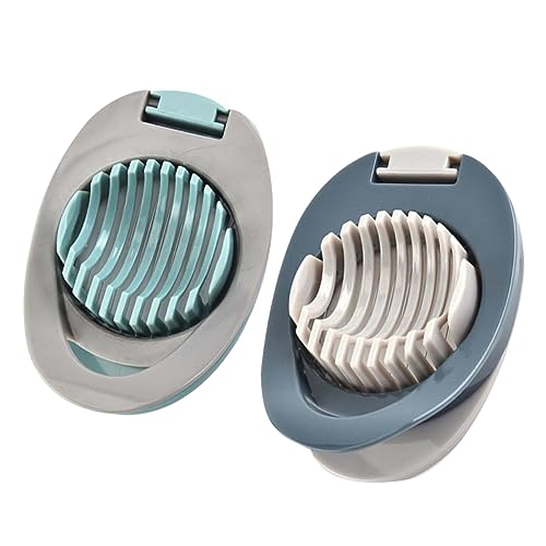 OFFSCH 2Pcs Kitchen Egg Slicer and Cutter Multi Function Egg Separator Tool for Hard Boiled Eggs Creative Egg Dividers Green and Blue