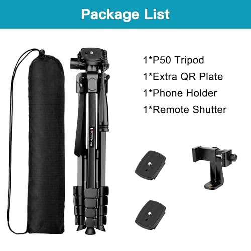 Image of Victiv 67.7 inch Aluminium Mobile Tripod, Tripod Stand for Phone, Tripod Mobile Holder for Diwali, Travel, Vlog, Lightweight Tripod Stand Compatible with Samsung, iPhone, Canon, Xiaomi with Bag (Black)