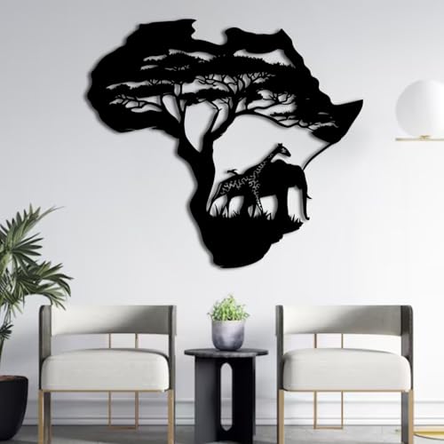 ENJOYOO Africa Map Wall Art, African Art Wall Decor, Africa
