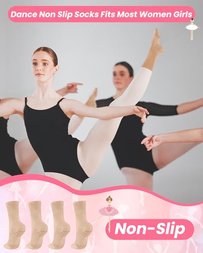 Jecery 2 Pairs Dance Non Slip Socks with Spin Spot Compression Ankle Socks Ballet Dance Stockings for Women Girls Dancer2