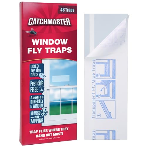 Catchmaster Window Fly Traps 48-Pack, Fruit Fly Traps for Indoors...