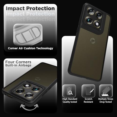 Image of RIGGEAR Shockproof Sleek Hybrid Armor Back Cover Case for Motorola Moto Signature 5G (Smoke Black Matte PC + Black TPU Bumper)