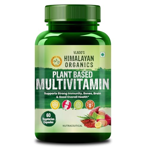Vlado's Himalayan Organics Plant Based Multivitamin Supplement for Men & Women - 60+ Ingredients multi Vitamins For Men & Women With Vitamin B1, B2, B3, B5, B6, B7, B9, B12, A, C, D3, E, K2, Calcium, Iron , Zinc I Wholefood to support Immunity, Boost stamina, Increase Energy Levels & Overall Health - 60 Veg Capsules
