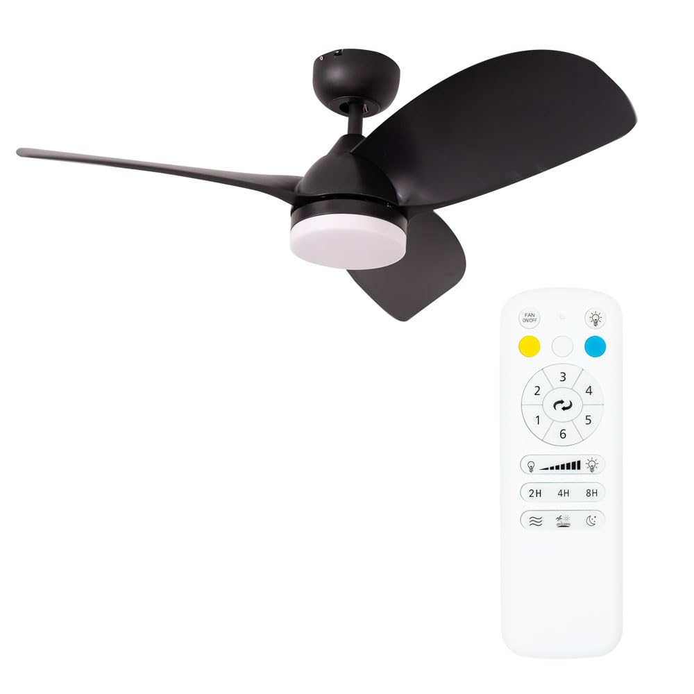 ValueLights Integrated LED Ceiling Fan 36 inch - Matt Black