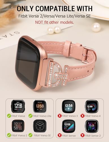 TOYOUTHS Genuine Leather Straps Compatible with Fitbit Versa 2 Straps/Versa/Versa Lite - Image 3