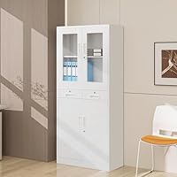 Amazon｜スチール書庫 両開きドア 高さ180cm 可動棚 鍵付き