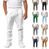 Générique Pantalon Lin Enfant Garçon Décontractés de Plage Léger Été Sport Casual Respirant avec Cordon Taille Elastique Pantalons Large avec Poches pour D'été Activités Quotidiennes 4-14 Ans