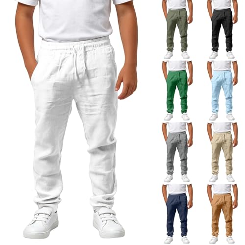 Générique Pantalon Lin Enfant Garçon Décontractés de Plage Léger Été Sport Casual Respirant...