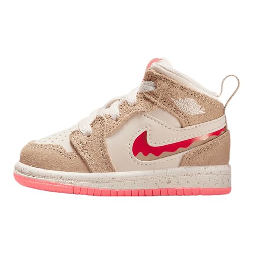 Jordan 1 Mid SE Baby/Toddler Shoes (HJ5959-206, Desert/Pale Ivory/Fusion Red)