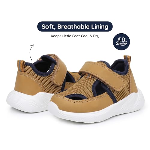 Image of Blikcon Infant & Toddler Boys and Girls Closed-Toe Sandals - Breathable Mesh First Walker Shoes with Adjustable Strap, Lightweight Non-Slip Summer Shoes for 6-24 Months