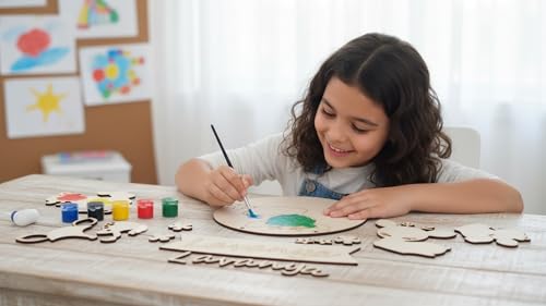 Image of Varenyam Personalized Wooden Name Plate Painting Kit for Kids | Creative Art & Craft Gift for Boys & Girls | with 6 Colors, Brush & Glue