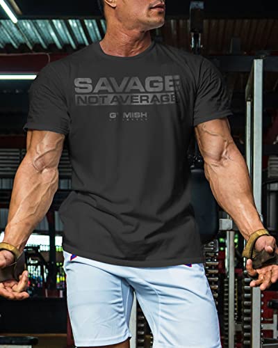 Savage Not Average Gym Workout Motivational Weightlifting Mens T-Shirt3