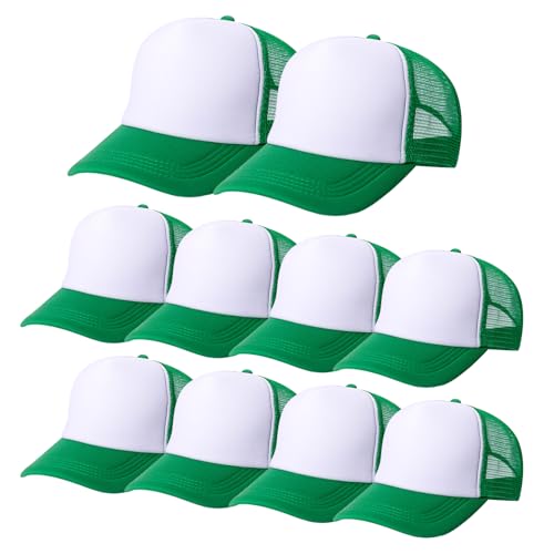 Image of 10 Pack of Blank Trucker Hat Bulk Mesh Cap Men and Women Baseball Cap DIY Graffiti Hot Stamping Duck Tongue Cap