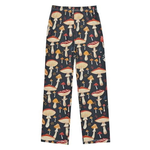 Pajama Bottoms, Pattern Of Cartoon Mushrooms Pajamas Pant Lounge Wear Sleep Long Pants Casual Sleepwear Pjs