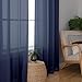 Aiyufeng Sheer Navy Blue Curtains 84 inch Length 2 Panels Set, Airy Soft-Touching Rod Pocket Voile Drapes for Living Room/Bedroom, Each 40W x 84L