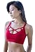 Women's Red Strappy Crisscross Back Comfort Active Support Yoga Gym Sports Bra Tops (XL, Red)
