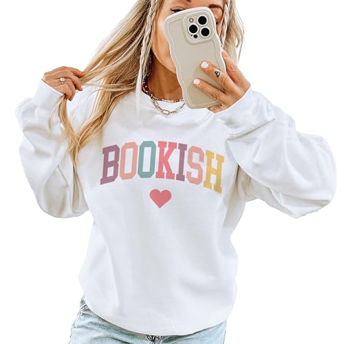 Retro Bookish Heart Sweatshirt, Gift For Book Lover, Bookish Librarian Sweater, Book Club Teacher Gift, Unisex Crewneck Reading Sweatshirt Sand2