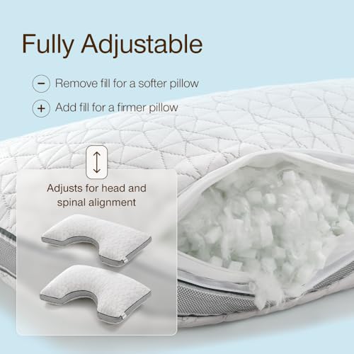 Image of Coop Home Goods Eden Cut-Out Bed Pillow for Side Sleepers, Queen Size, Adjustable Medium Soft Memory Foam Cooling Pillow with Ergonomic Shoulder Cut-Out, CertiPUR-US /GREENGUARD Gold