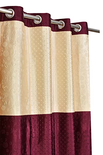 Galaxy Home Decor 1 Piece Pyramid Patch Design Punching Heavy Curtains for Door 7 Feet, Wine