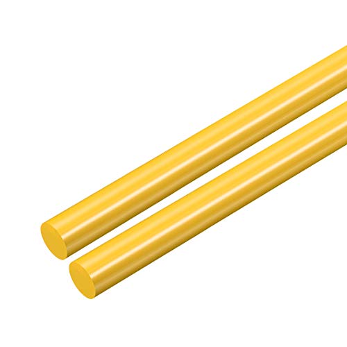 uxcell 2pcs Plastic Round Rod 5/16 Inch Dia 20 Inch Length Yellow (POM) Polyoxymethylene Rods Engineering Plastic Round Bars(8mm)