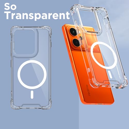 Image of Pikkme Back Cover for Realme P4 Power 5G Mag-Safe Shockproof PC + TPU Protective Case Magnetic Support Bumper Case (Transparent Mag-Safe)