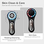 Face Scrubber Exfoliator,Facial Cleansing Brushes Rechargeable IPX7 Waterproof with 5 Brush Heads,Electric Face Spin Brush for Exfoliating, Massaging and Deep Cleansing (Black+Gold) - Image 4