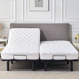 Waterproof Quilted Split King Mattress Protector Pad for Adjustable Bed Noiseless Fitted Mattress Cover Soft Padded Topper with Up to 16 Deep Pocket