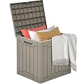 DWVO 30 Gallon Outdoor Storage Box, Weatherproof Lockable Resin Deck Box for Patio Furniture, Pool Accessories, Garden Tools, and Supplies - Brown