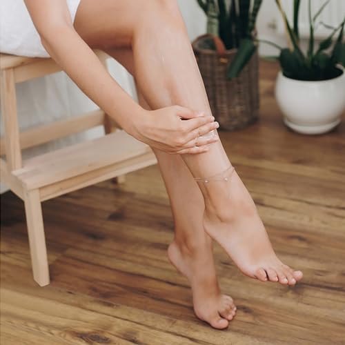 Image of S925 Ankle Bracelet for Women Heart Multilayer Anklets Dainty Beaded Chain Adjustable 9+1 Summer Cute Beach Foot Jewelry