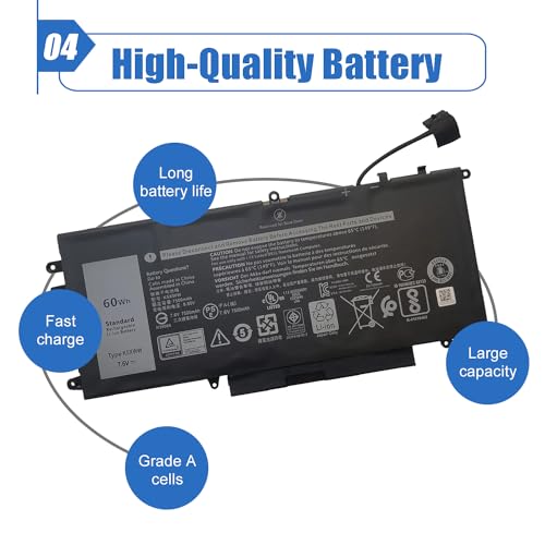 Image of 60Wh K5XWW Laptop Battery Compatible with Dell Latitude 13 7389 Latitude 7390 2-in-1 Latitude 12 5000 5289 2-in-1 L3180 E5289 P29S001 P29S002 Series 6CYH6 71TG4 725KY N18GG 451-BBZC CFX97