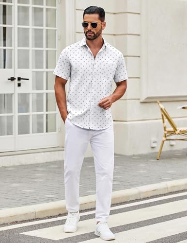 Image of COOFANDY Mens Short Sleeve Casual Button Down Shirts Summer Untucked Dress Shirts with Pocket