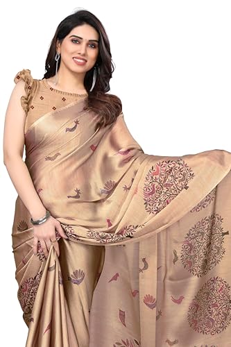 Image of MIRCHI FASHION Women Saree Chiffon Flower Print | Breathable Lightweight Sari for Office and Daily Use with Unstitched Blouse Piece (Available in 30 Styles)