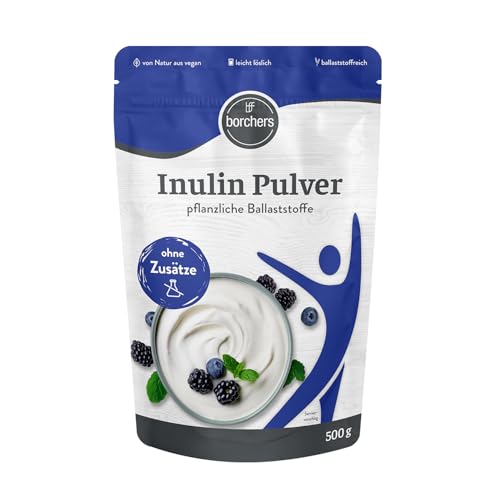 BORCHERS Inulin Pulver 500g, Pflanzliche Ballaststoffe, leicht löslich, von Natur aus vegan, ohne Zusätze, Verdauung
