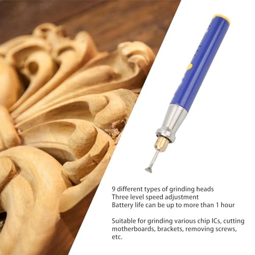 Oumefar Stylo de Gravure électrique Rechargeable par USB, Mini Ponceuse à Faible Bruit avec 9 Têtes de Meulage pour le Meulage de Puces IC et la Découpe de Carte Mère – vue 4