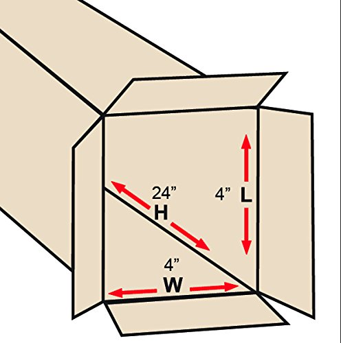 Image of TAPE LOGIC 4x4x24 Tall Corrugated Boxes, Tall, 4L x 4W x 24H, Pack of 25 | Shipping, Packaging, Moving, Storage Box for Home or Business, Strong Wholesale Bulk Boxes