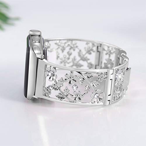 Image of Floral Band for Apple Watch Band, Women, Silver, 42 /44 /45 /46 /49mm