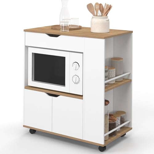 IDMarket - Desserte micro-onde de cuisine COSI placard avec tiroir et étagères à épices bois...