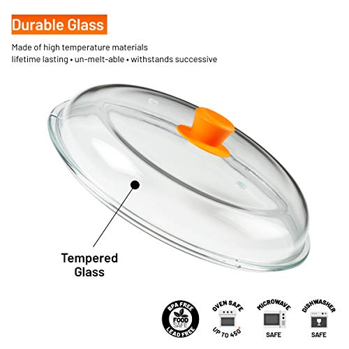 Bezrat Microwave Glass Plate Cover | Splatter Guard Lid With Easy Grip Silicone Handle Knob | 100% Food Grade | Bpa Free And Dishwasher Safe | Fits Plates And Bowls 11 X 2 Inches (Orange) #TOP4