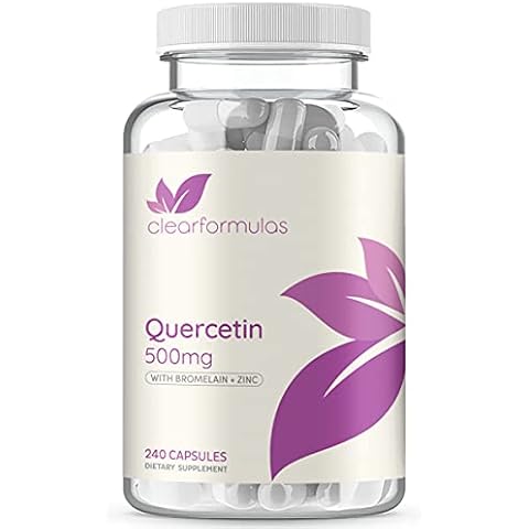 ClearFormulas Quercetin 500mg with Bromelain and Zinc Supplement 240 Capsules Quercetin Dihydrate Cover