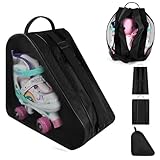 flintronic Borsa Pattini, Traspirante Borsa Riporre le Scarpe Skate, Borse Pattini Rotelle Bambina, con Tracolla Regolabile, Borse Pattini in Linea, per Donna Uomo Adulti e Bambini (Nero)